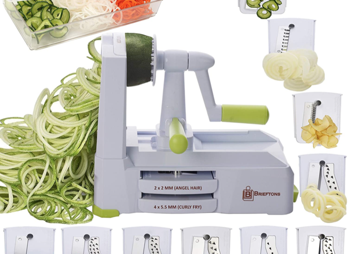 Brieftons 10-Blade Spiralizer: Strongest-and-Heaviest Vegetable Spiral Slicer Brieftons 10-Blade Spiralizer: Strongest-and-Heaviest Vegetable Spiral Slicer